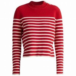 NWT ALTUZARRA Oz Cashmere Blend Striped Sweater in Grenad/Ivry Sz L Luxury